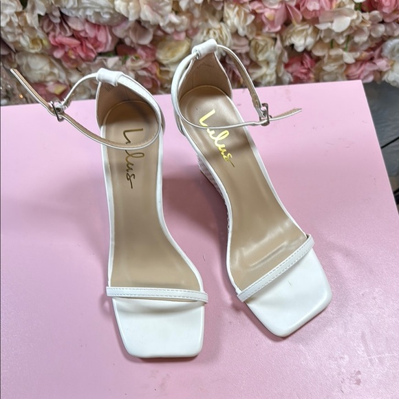Lulu's White Minimalist Heels with Ankle Strap - Picture 1 of 4